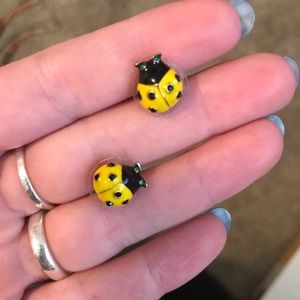 Betsy Johnson yellow ladybug stud earrings